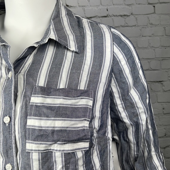 Style & Co Blue & White Stripe Button Down Shirt Plus Size 1X - Picture 6 of 7